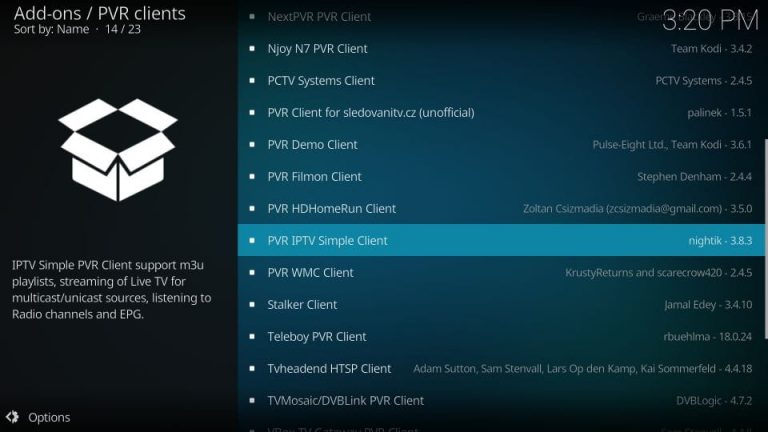 Kodi PVR IPTV Simple Client
